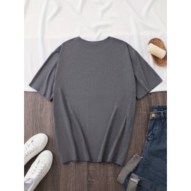 [Humorous Workout T-Shirt] 1pc Women's Casual Short Sleeve T-Shirt | Soft, Lightweight, Humorous Cat & Dumbbell Graphic Print, 