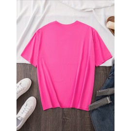 [Humorous Workout T-Shirt] 1pc Women's Casual Short Sleeve T-Shirt | Soft, Lightweight, Humorous Cat & Dumbbell Graphic Print, 