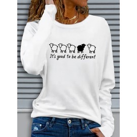 Women's Casual Long Sleeve Crew Neck T-Shirt - Soft Machine-Washable Fabric, Cozy Fall & Winter Top with 